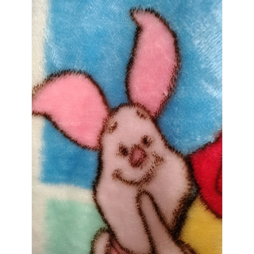 Vintage Disney Winnie The Pooh Piglet Soft Plush Baby Blanket Nursery 30x45